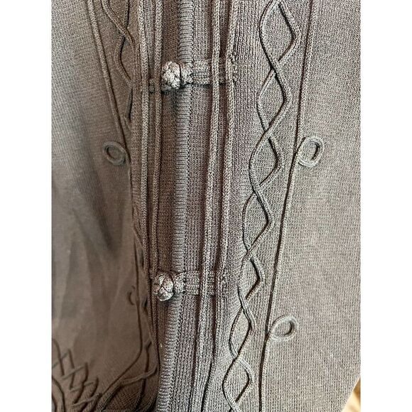 MAX STUDIO brown embroidered rayon blend cardigan sweater size S - Picture 5 of 6